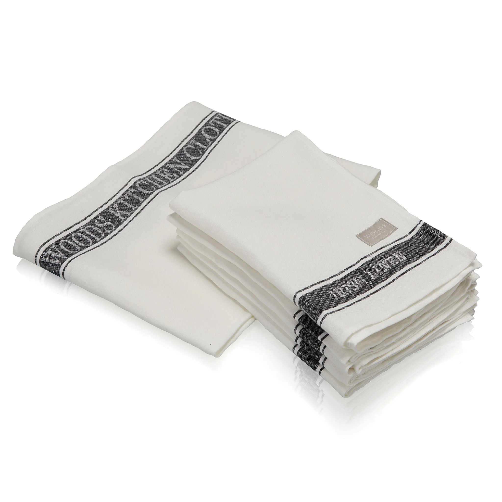 Woods Irish Linen Kitchen Cloth - Black Stripe - Image 3