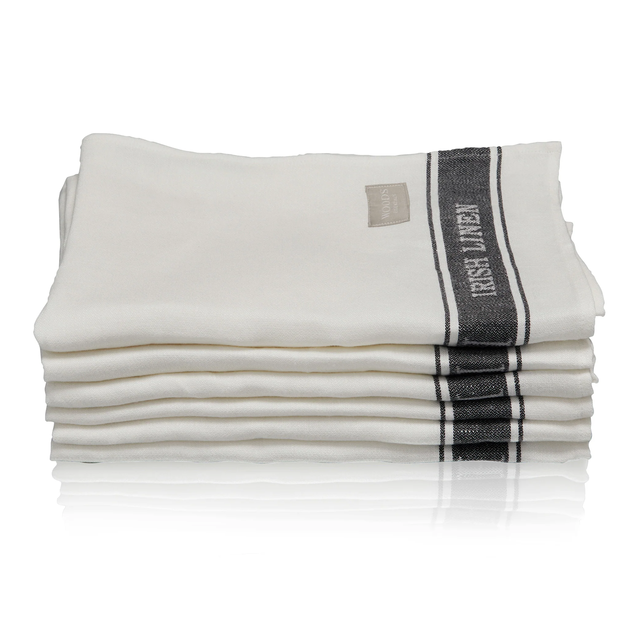 Woods Irish Linen Kitchen Cloth - Black Stripe - Image 4